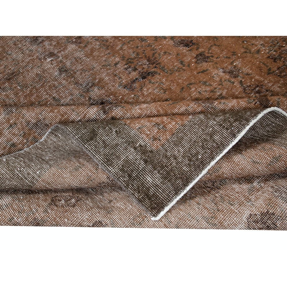 Decorative Handmade Turkish Area Rug in Brown, Contemporary Wool and Cotton Carpet
