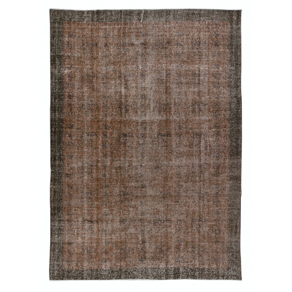 Decorative Handmade Turkish Area Rug in Brown, Contemporary Wool and Cotton Carpet