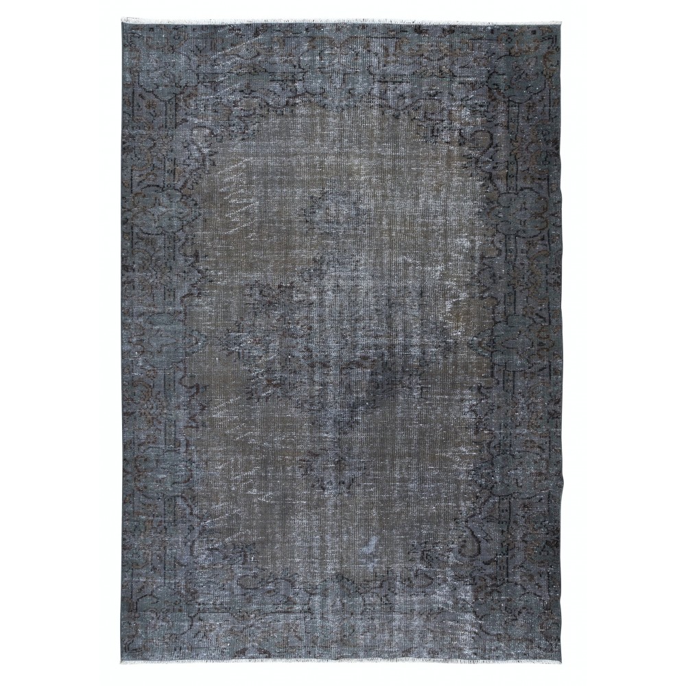 Gray Modern Area Rug with Medallion, Handwoven and Handknotted in Turkey