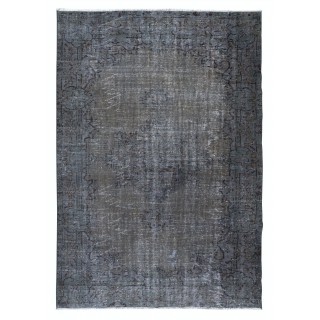 Gray Modern Area Rug with Medallion, Handwoven and Handknotted in Turkey