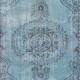 Handmade Turkish Rug Over-Dyed in Light Blue, Contemporary Carpet in Sky Blue