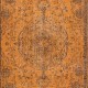 Orange Medallion Patterned Rug for Modern Interiors, Hand Knotted in Central Anatolia