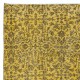 Contemporary Handmade Turkish Area Rug with Brown Florals & Yellow Background