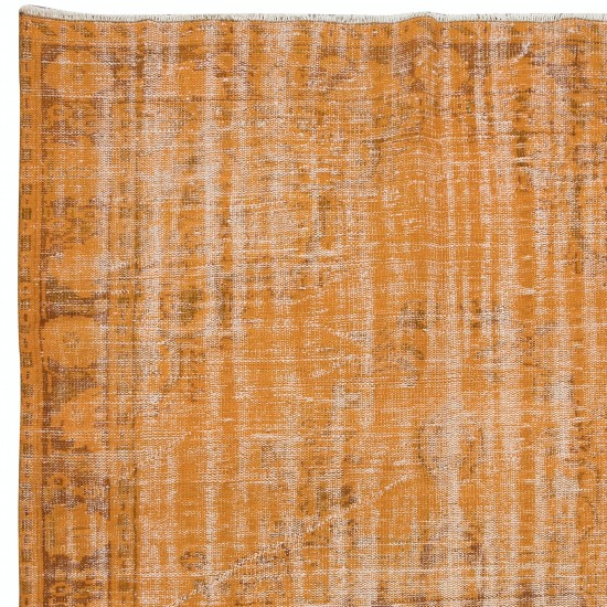 Orange Area Rug From Turkey, Hand Knotted Contemporary Carpet