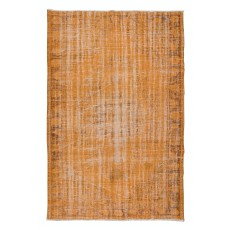 Orange Area Rug From Turkey, Hand Knotted Contemporary Carpet