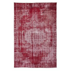 Distressed Vintage Handmade Rug, Red Turkish Shabby Chic Style Carpet