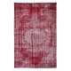 Distressed Vintage Handmade Rug, Red Turkish Shabby Chic Style Carpet