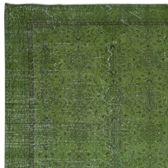 Modern Green Rug, Flower Design Handmade Carpet, Woolen Floor Covering
