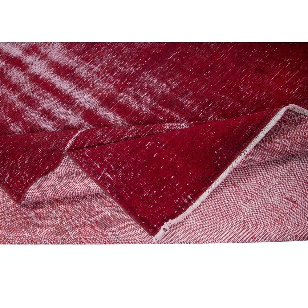 Shabby Chic Style Turkish Red Area Rug, Handmade Carpet, Woolen Floor Covering