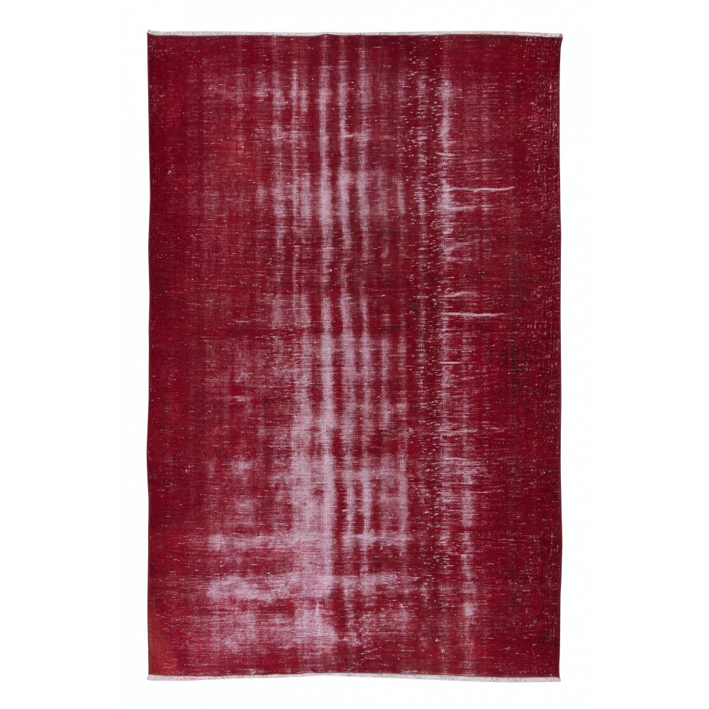Shabby Chic Style Turkish Red Area Rug, Handmade Carpet, Woolen Floor Covering