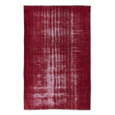 Shabby Chic Style Turkish Red Area Rug, Handmade Carpet, Woolen Floor Covering