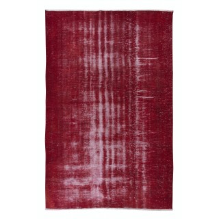 Shabby Chic Style Turkish Red Area Rug, Handmade Carpet, Woolen Floor Covering