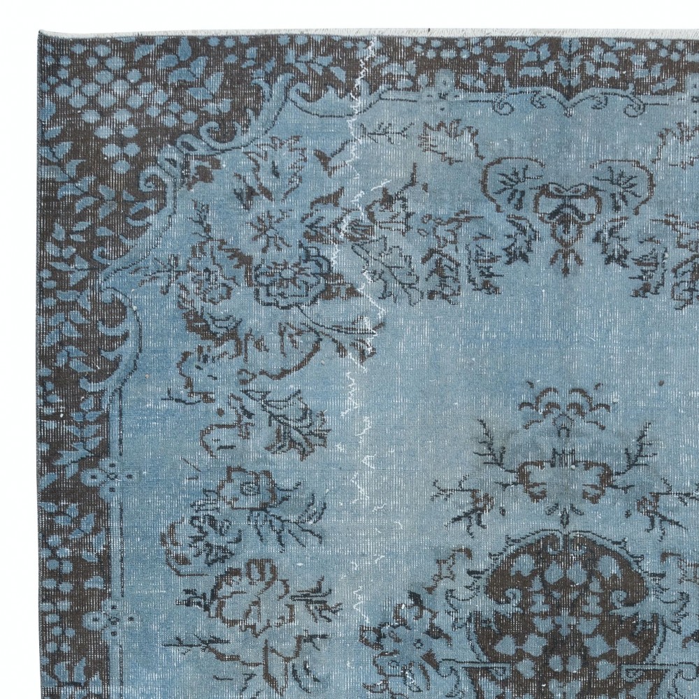 Contemporary Handmade Rug in Light Blue, Sky Blue Anatolian Carpet for Home & Office