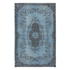 Contemporary Handmade Rug in Light Blue, Sky Blue Anatolian Carpet for Home & Office