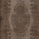 Handmade Turkish Rug, Brown Floral Medallion Design Carpet for Modern Living Room