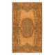 French Aubusson Rug in Orange, Handmade Turkish Carpet