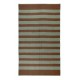 Flat-Weave Vintage Kilim in Brown & Green, Hand-Woven Striped Turkish Rug, 100% Wool