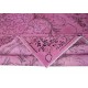 Contemporary Medallion Design Rug in Pink, Handwoven and Handknotted in Turkey