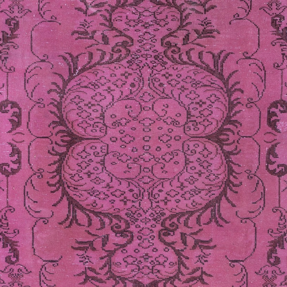 Contemporary Medallion Design Rug in Pink, Handwoven and Handknotted in Turkey