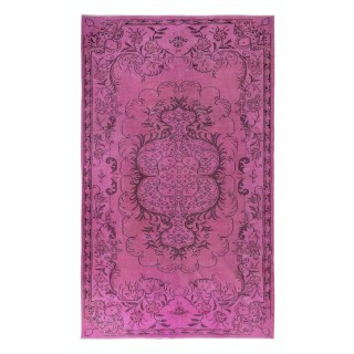 Contemporary Medallion Design Rug in Pink, Handwoven and Handknotted in Turkey