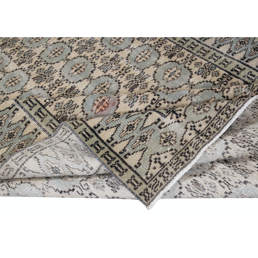 Vintage Handmade Anatolian Oushak Rug for Country Home and Rustic Decor