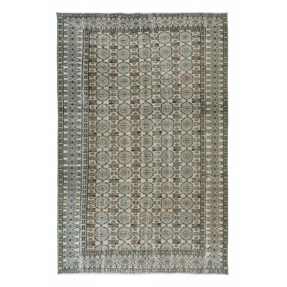 Vintage Handmade Anatolian Oushak Rug for Country Home and Rustic Decor