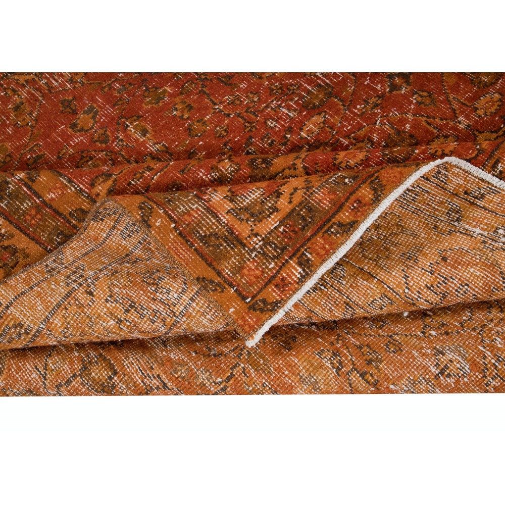 Vivid Orange Turkish Rug, Handmade Bohem Carpet, Vibrant Colored Floor Covering