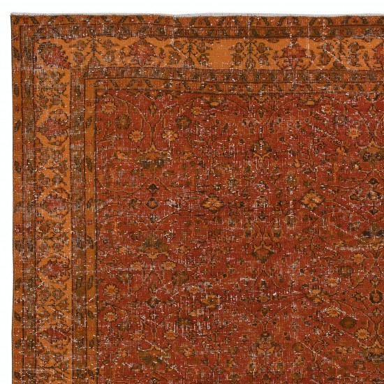 Vivid Orange Turkish Rug, Handmade Bohem Carpet, Vibrant Colored Floor Covering