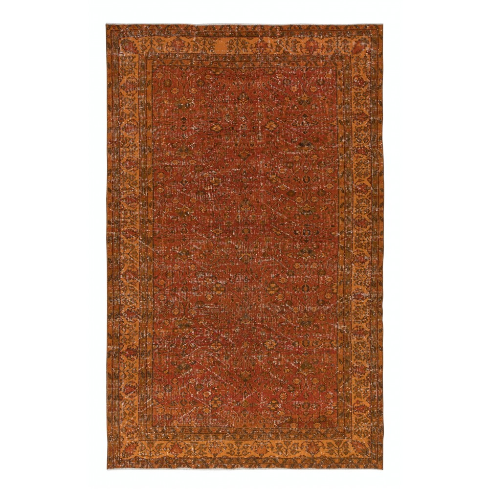 Vivid Orange Turkish Rug, Handmade Bohem Carpet, Vibrant Colored Floor Covering