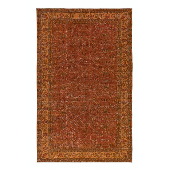 Vivid Orange Turkish Rug, Handmade Bohem Carpet, Vibrant Colored Floor Covering