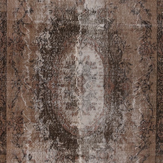 Classic Aubusson Inspired Handmade Turkish Area Rug in Brown