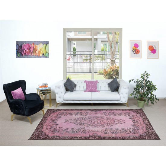 Handmade Turkish Area Rug in Light Pink, Living Room Carpet, Kitchen Rug, Bedroom Floor Covering