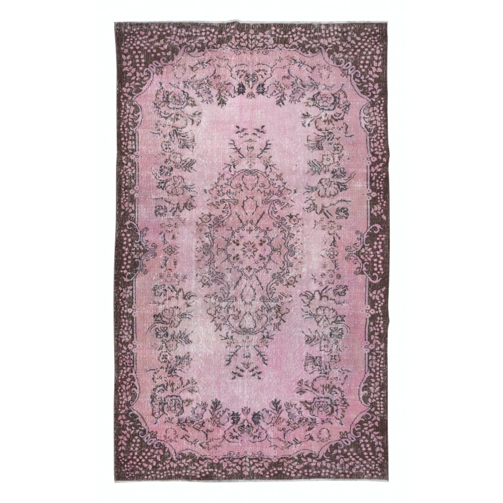 Handmade Turkish Area Rug in Light Pink, Living Room Carpet, Kitchen Rug, Bedroom Floor Covering