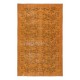 Modern Hand-Made Floral Design Turkish Area Rug with Squash Orange Border & Apricot Orange Field