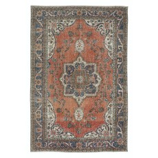 Vintage Turkish Wool Tribal Rug, Handmade Village Carpet with Medallion