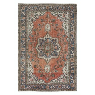 Vintage Turkish Wool Tribal Rug, Handmade Village Carpet with Medallion