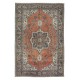 Vintage Turkish Wool Tribal Rug, Handmade Village Carpet with Medallion