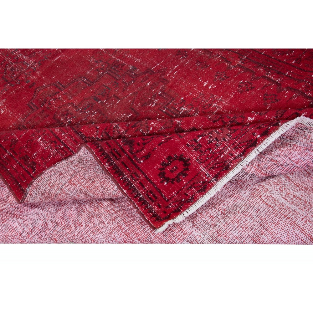 Dark Red Turkish Area Rug for Living Room, Modern Handmade Carpet for Dining Room, Kitchen Floor Covering