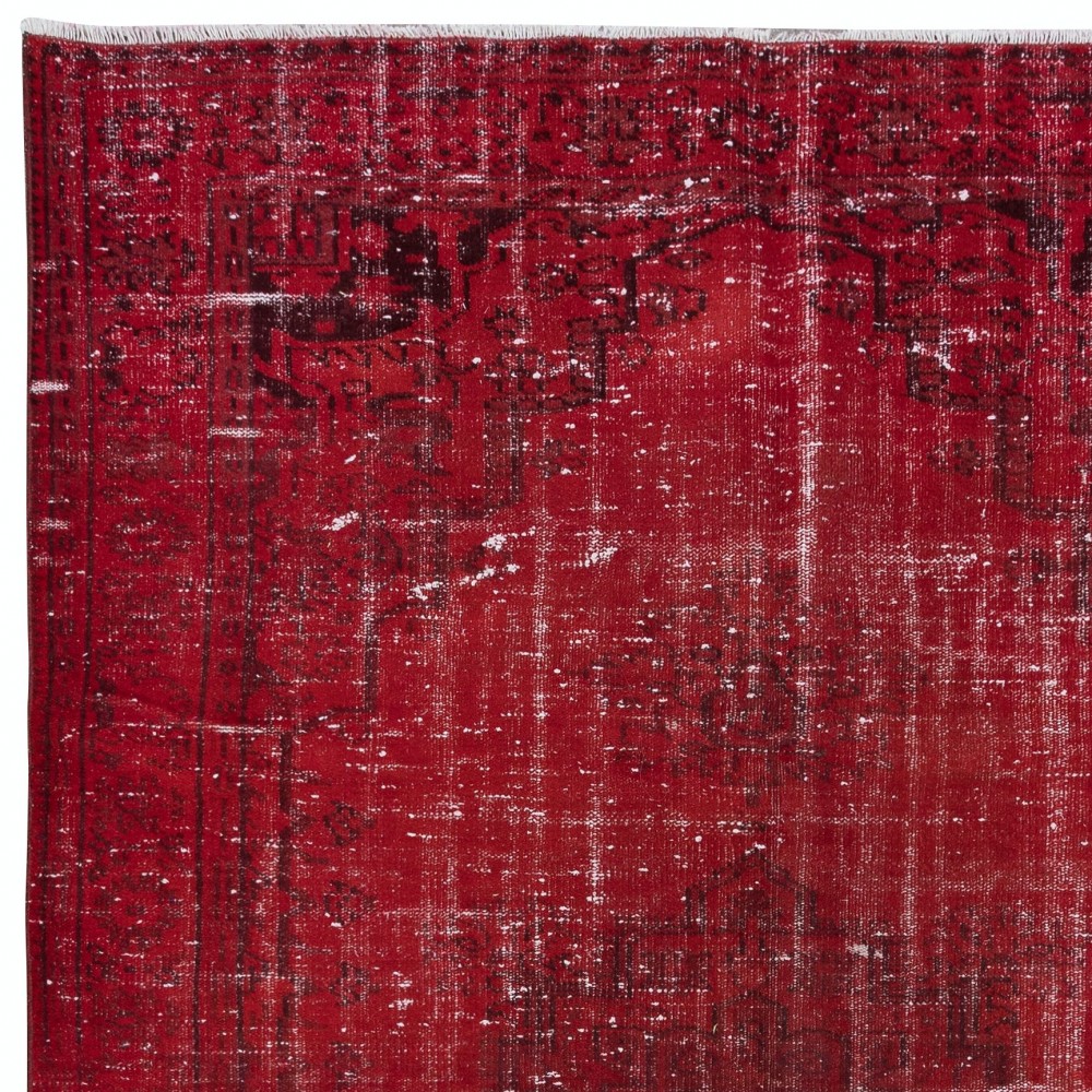 Dark Red Turkish Area Rug for Living Room, Modern Handmade Carpet for Dining Room, Kitchen Floor Covering