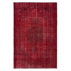 Dark Red Turkish Area Rug for Living Room, Modern Handmade Carpet for Dining Room, Kitchen Floor Covering