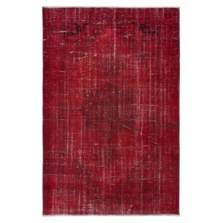 Dark Red Turkish Area Rug for Living Room, Modern Handmade Carpet for Dining Room, Kitchen Floor Covering