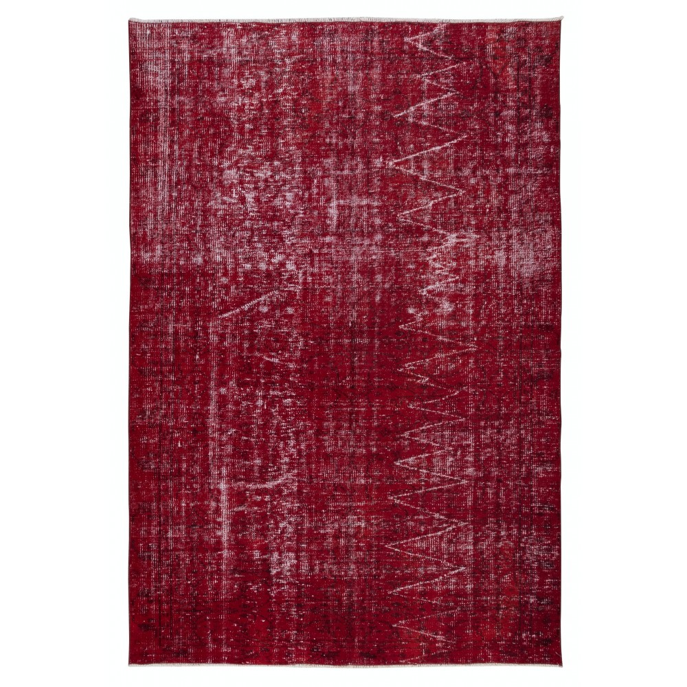 Modern & Contemporary Rug in Dark Red, Handmade Turkish Wool Carpet