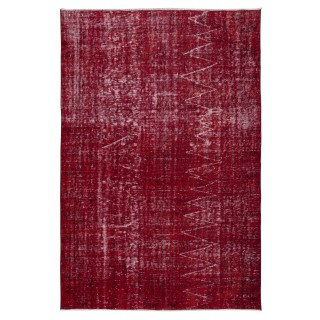 Modern & Contemporary Rug in Dark Red, Handmade Turkish Wool Carpet