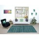 Hand-Made Turkish Area Rug in Green, Modern Upcycled Carpet