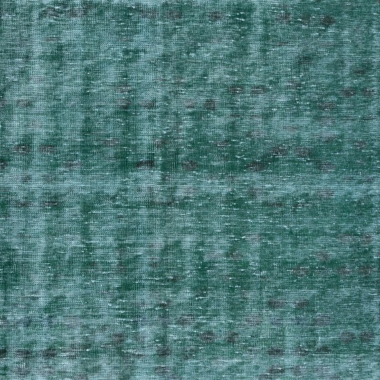 Hand-Made Turkish Area Rug in Green, Modern Upcycled Carpet