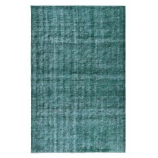 Hand-Made Turkish Area Rug in Green, Modern Upcycled Carpet