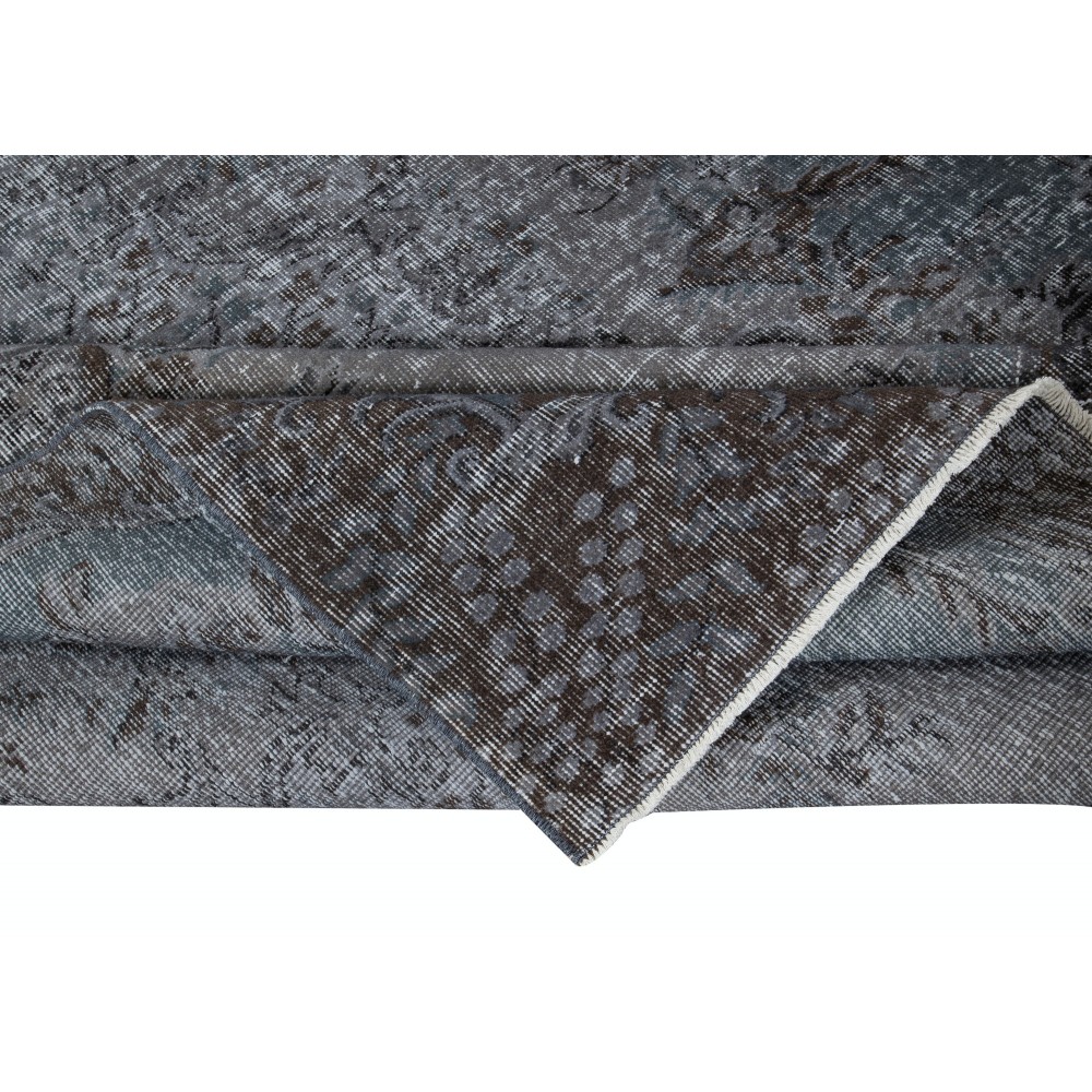 Contemporary Handmade Turkish Area Rug in Pure Gray, Brown & Bluish Gray