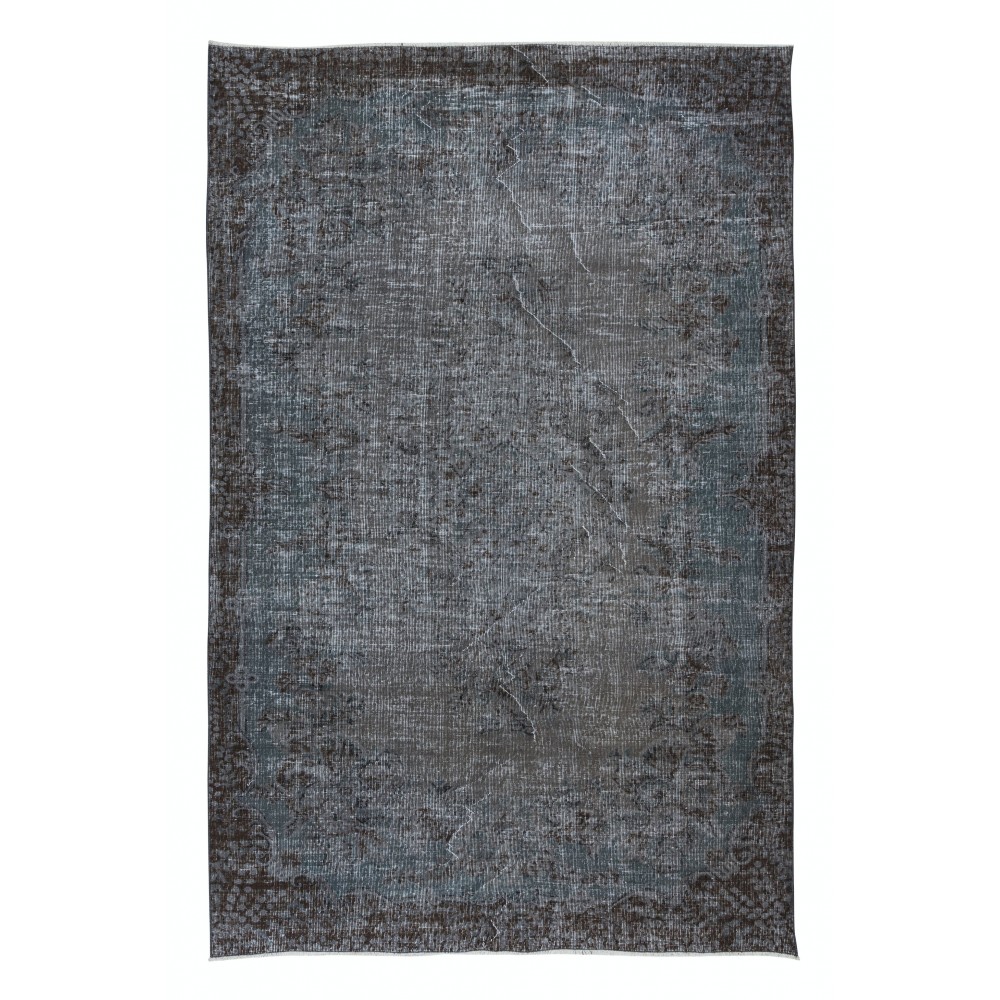 Contemporary Handmade Turkish Area Rug in Pure Gray, Brown & Bluish Gray