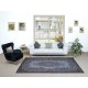 Modern Area Rug in Gray & Black, Room-Size Overdyed Carpet, Handmade Living Room Carpet