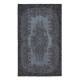 Modern Area Rug in Gray & Black, Room-Size Overdyed Carpet, Handmade Living Room Carpet